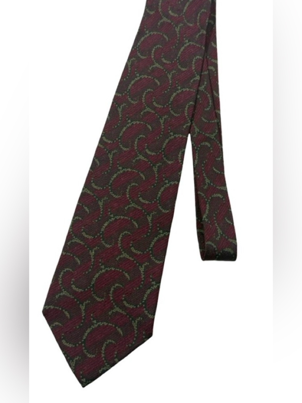 Giorgio Armani Silk Tie Burgundy Scroll Pattern Italy Classic
